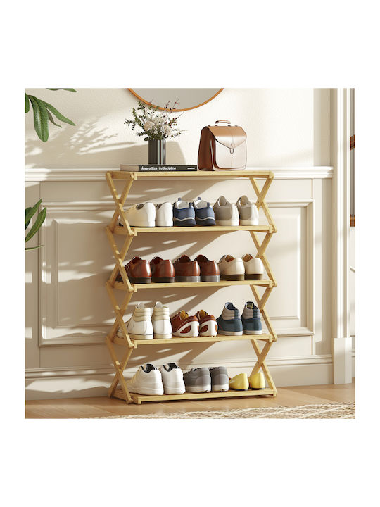 Bamboo Shoe Organizer Beige 60x29x88cm