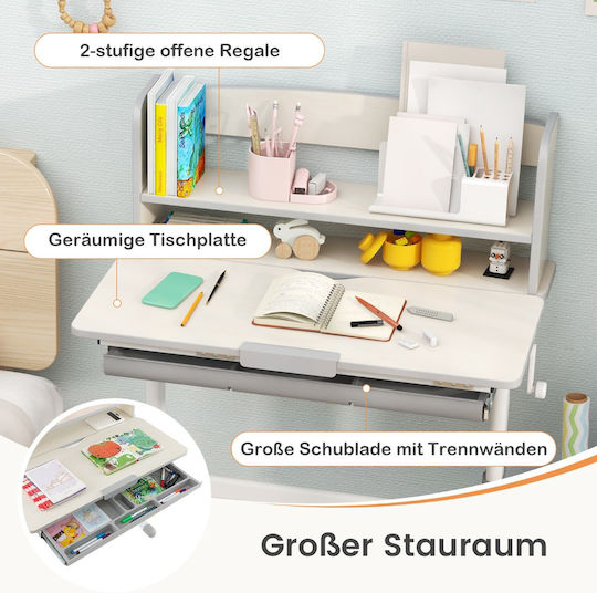 Kinder Schreibtisch aus Melamin in Grau 80x51x81,5-104cm