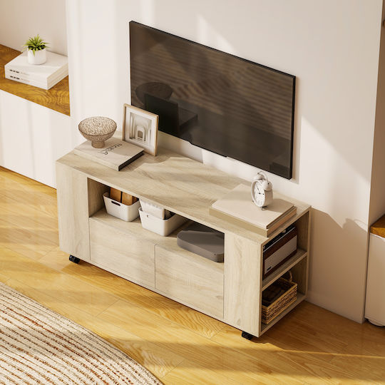 Έπιπλο Τηλεόρασης με Ρόδες Ξύλο Μ102xΠ34.5xΥ48.5cm