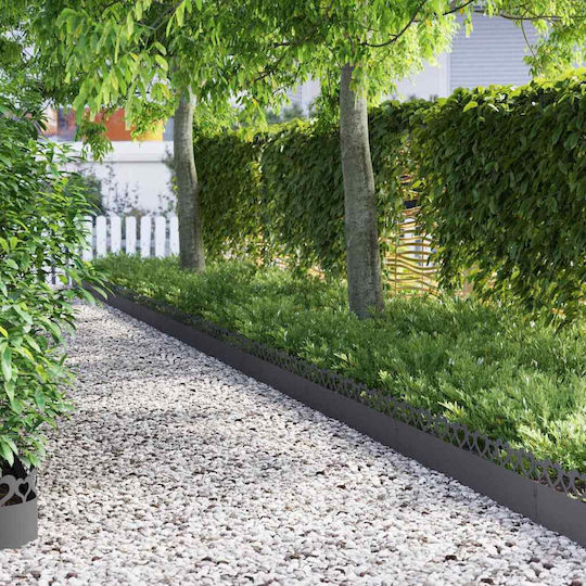 vidaXL Metal Garden Border in Black Color 1.03m x 22cm