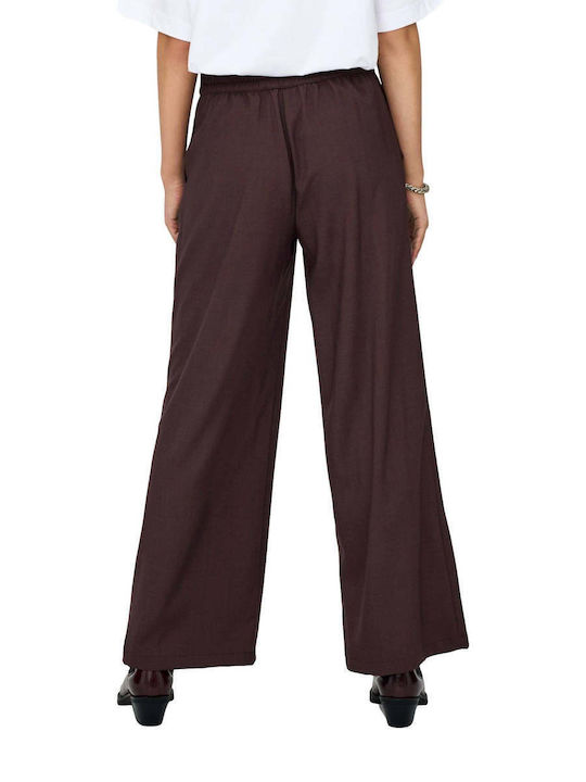 Women's Fabric Trousers Wide Line Burgundy