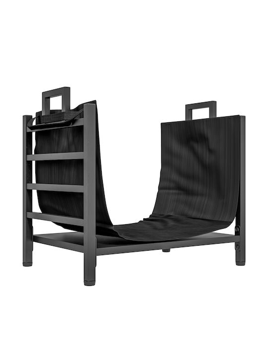Outsunny Outdoor Indoor Firewood Rack Steel Carrying Bag Oxford Fabric 600d 49x34x44 Cm Black 842-355v00bk