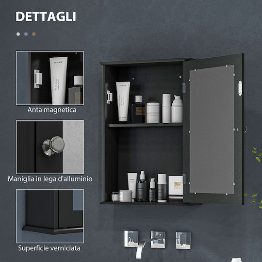 Kleankin Rectangular Bathroom Mirror Touch from MDF with Shelf & Cabinet 41x14cm Black
