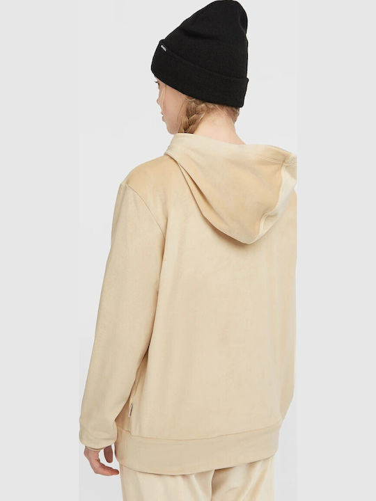 Women's Sweatshirt Velvet Hooded Ecru
