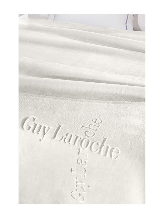 Guy Laroche Logo Pătură Catifea Simplă 160x220 cm Ecru