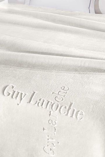 Guy Laroche Logo Κουβέρτα Βελουτέ Μονή 160x220εκ. Ivory