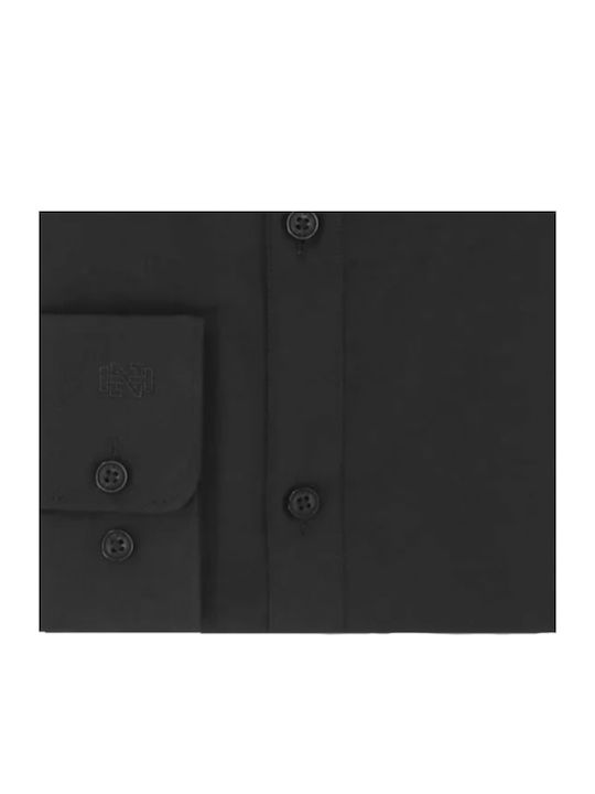 Cu mânecă lungă Bumbac Cămașă în Linie ingusta Black