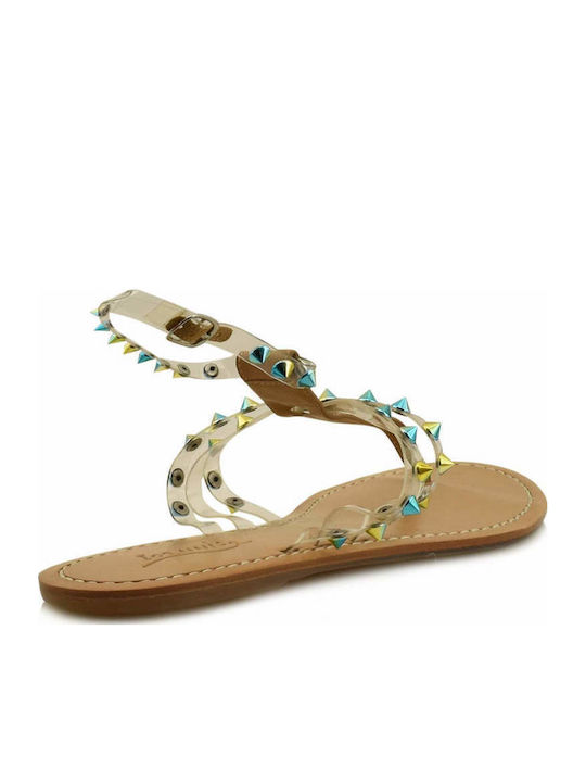 Leder Flache Sandalen für Damen mit Riemen in Braun Farbe