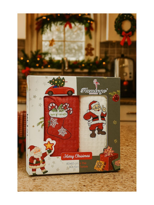 Flamingo Set Ornamente de Crăciun Șervețele L60xW40cm. 2buc