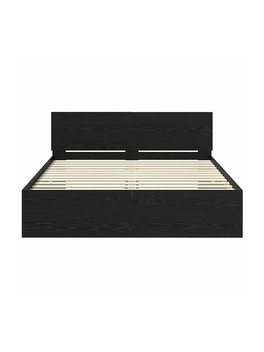 Bed Queen Wooden Black Beech with Slats for Mattress 160x200cm