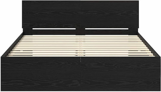 Легло Куинсайз Дървено Black Beech с Ламели за Матрак 160x200см
