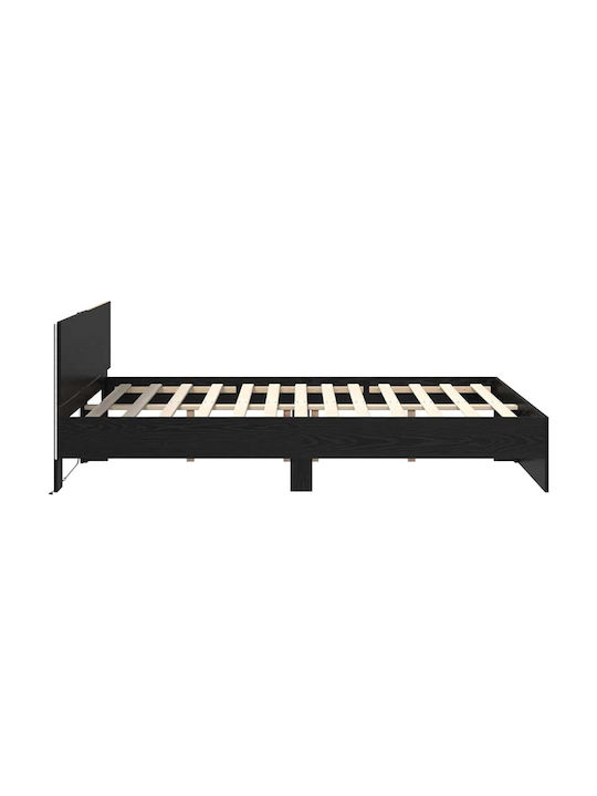 Bed Queen Wooden Black Beech with Slats for Mattress 160x200cm