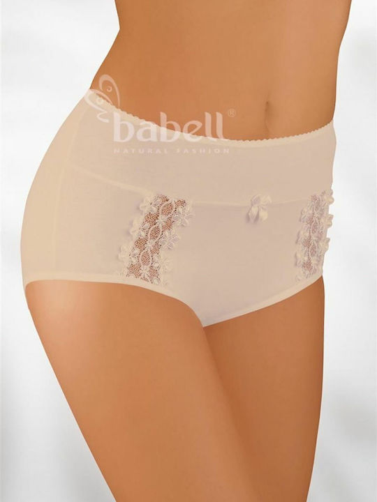 Talie înaltă Femeie Slip cu Dantelă Bej