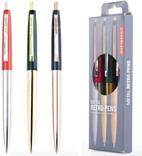 Kikkerland Metal Retro Pen Ballpoint 3 Pieces