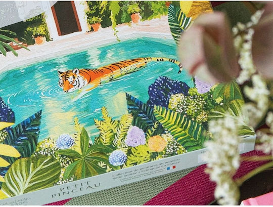 Ζωγραφική Αριθμούς Καμβά Tiger Relaxing In My Pool La Petite