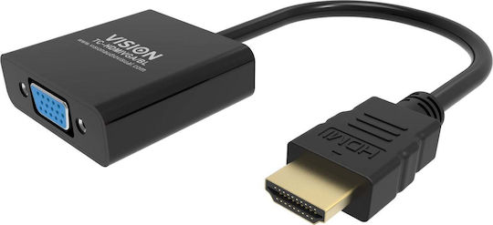 Vision Systems Конвертор HDMI / VGA мъжки към HDMI / VGA женски Черен 1бр