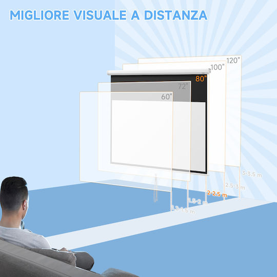 HomCom Οθόνη Προβολής Projector Οροφής με Λόγο Εικόνας 16:9 172x96cm / 80"
