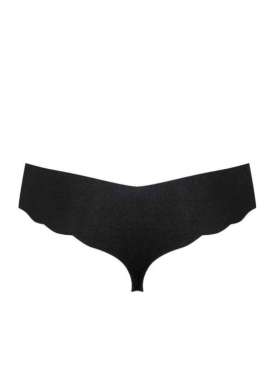 Zero Hipster Γυναικεία String 2Pack χωρίς Ραφές Μαύρο
