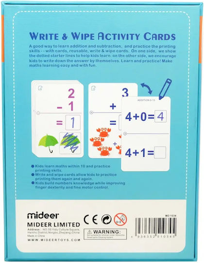 Mideer Write & Wipe Math Cards – Επαναχρησιμοποιούμενες Εκπαιδευτικές Κάρτες Μαθηματικών 3+ Ετών