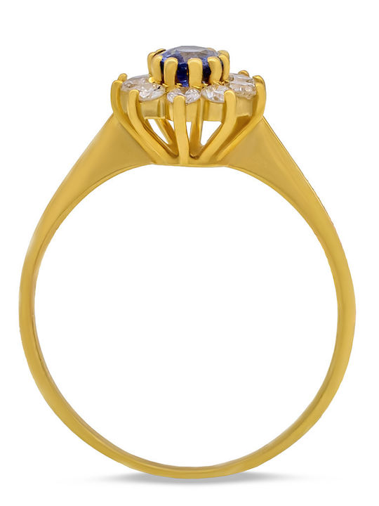Savvas Design Ring with Diamond made of Gold 18K