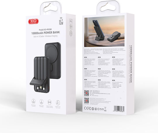 XO PR288 Power Bank 10000mAh 15W Μαύρο