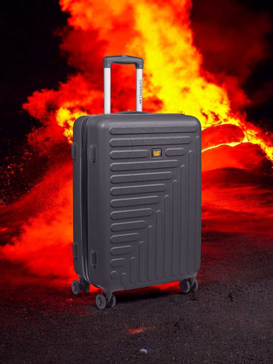 CAT Rockford Medium Hard Black Suitcase With 4 Wheels Height 60cm