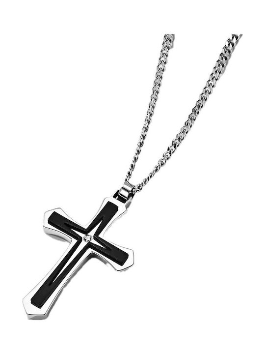 Legend Accessories Black Men's Cross from Steel with Chain