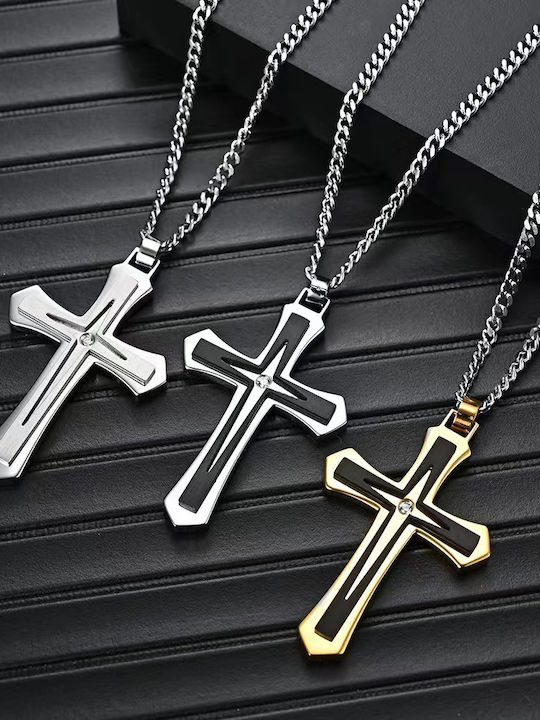 Legend Accessories Black Men's Cross from Steel with Chain