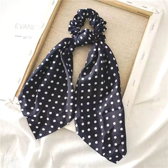 Scrunchie Λαστιχάκι Μαλλιών Μαντήλι Μπλέ Άσπρο