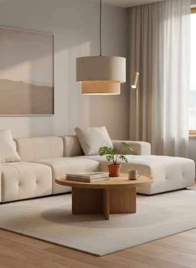 GloboStar Biggie Pendant Light Beige with E27 Socket 30x30x23.5cm