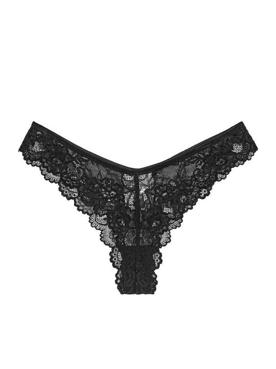 Tempting Women's String with Lace Black