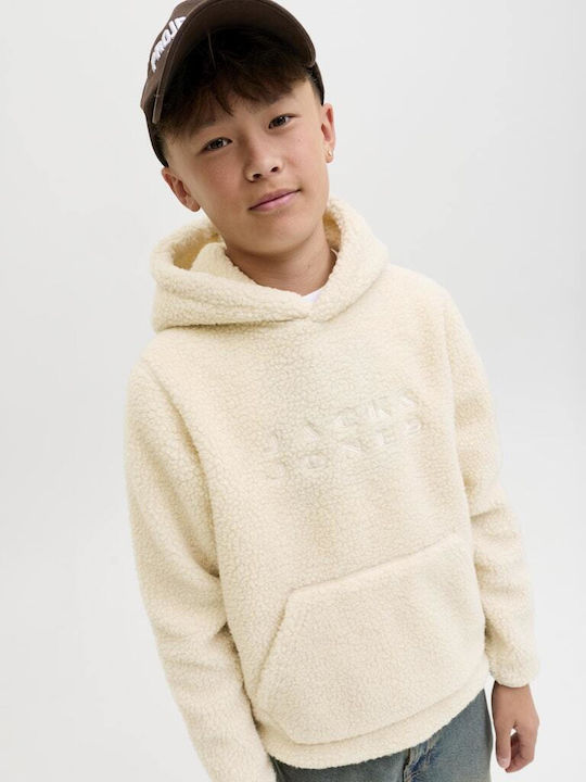 Fleece Kids Sweatshirt with Hood Beige Jones