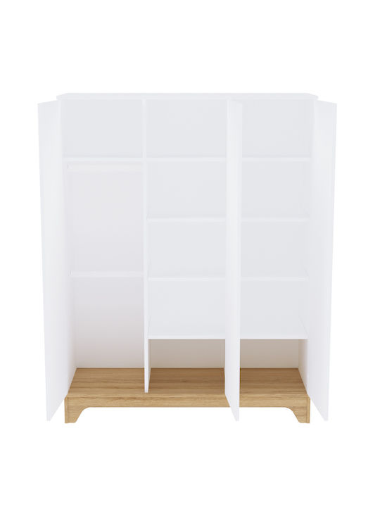 Three Door Wardrobe White 135x50x177cm