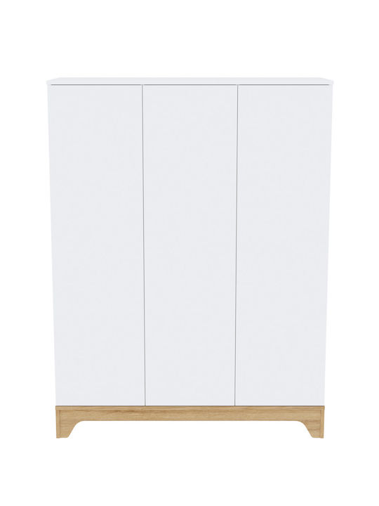 Three Door Wardrobe White 135x50x177cm