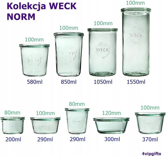 Weck Set of 6 General Use Glass Jars with Transparent Lid 1500ml 6 Pieces