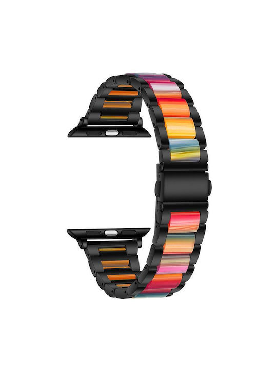 Metallisches Tragbare Bänder Riemen Für Apple Watch 38 40 41 S10 42mm Schwarzer Regenbogen