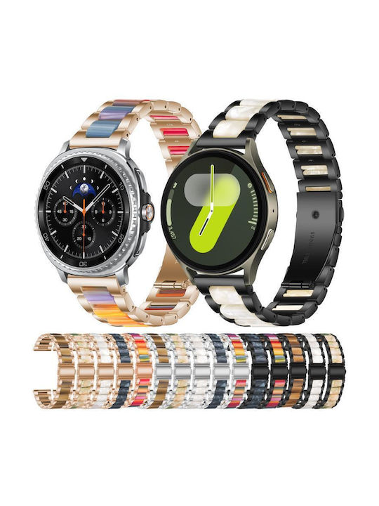 Metal Watch Strap Resin Samsung Galaxy Watch 7 6 5 Fe Silver Rainbow Metal Watch Strap Resin Samsung Galaxy Watch 7 6 5 Fe Silver Rainbow