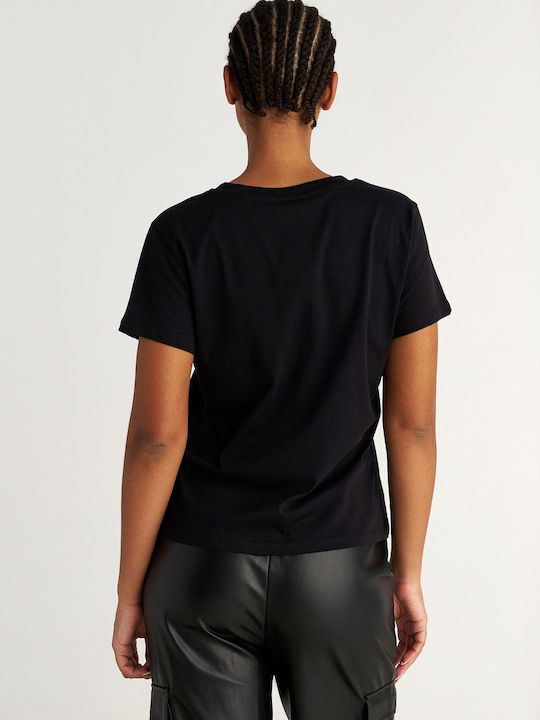 Damen Bluse Baumwolle Kurzärmelig Black