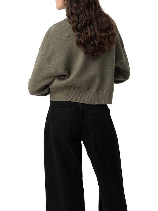 Women's Long Sleeve Turtleneck Sweater Olive Green