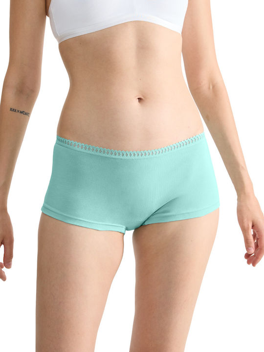 Βαμβακερά Women's Boxer 3Pack with Lace Turquoise