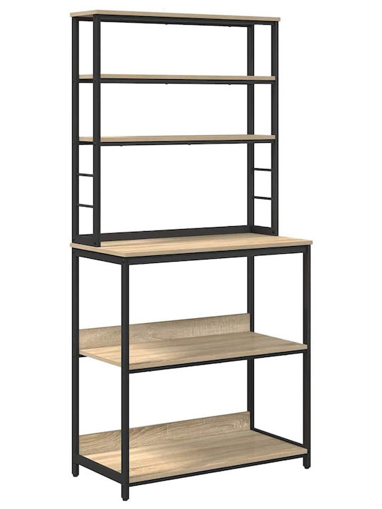 vidaXL Wooden Kitchen Rack 6 Tiers Brown 80x40x168cm