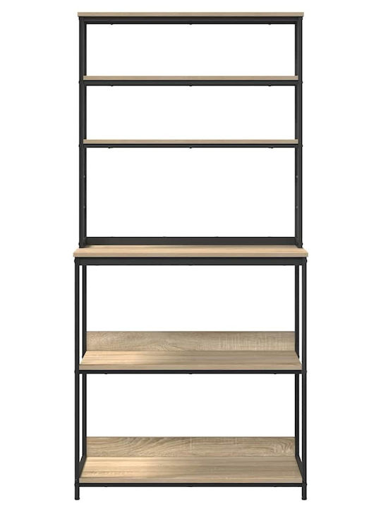 vidaXL Wooden Kitchen Rack 6 Tiers Brown 80x40x168cm