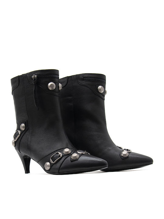 Delfina Leder Stiefeletten Damen Schwarz