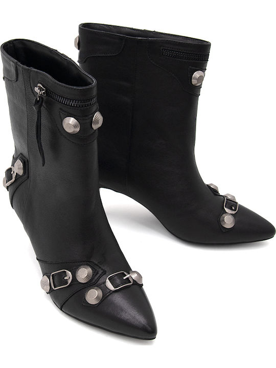 Delfina Leder Stiefeletten Damen Schwarz