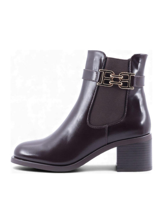 Women's Ankle Boots with Medium Heel Brown