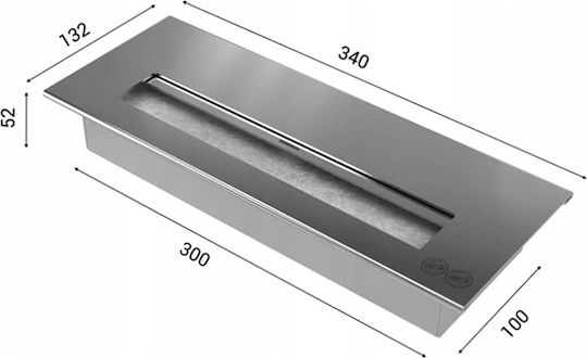 Kratki Delta 2 Horizontal Tuv Επιτοίχιο Τζάκι Βιοαιθανόλης Εσωτερικού Χώρου Μαύρο 90x14.7x40cm