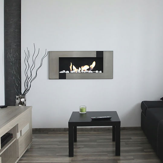 Kratki Delta 2 Qube Tuv Επιτοίχιο Τζάκι Βιοαιθανόλης Εσωτερικού Χώρου Μαύρο 90x14.7x40cm