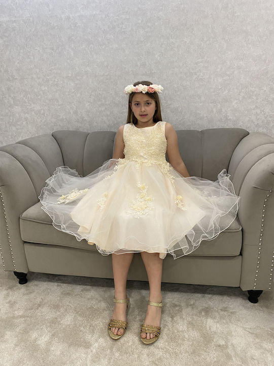 Children's Dress Tulle Ivory-champagne