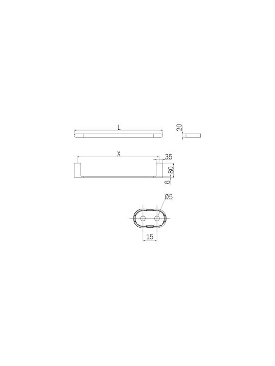Inda Mito 2000 Single Wall-Mounted Bathroom Rail Silver