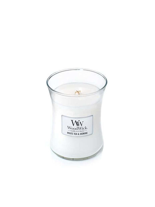 WoodWick Αρωματικό Κερί σε Βάζο με Άρωμα White Tea & Jasmine Λευκό 609.5gr